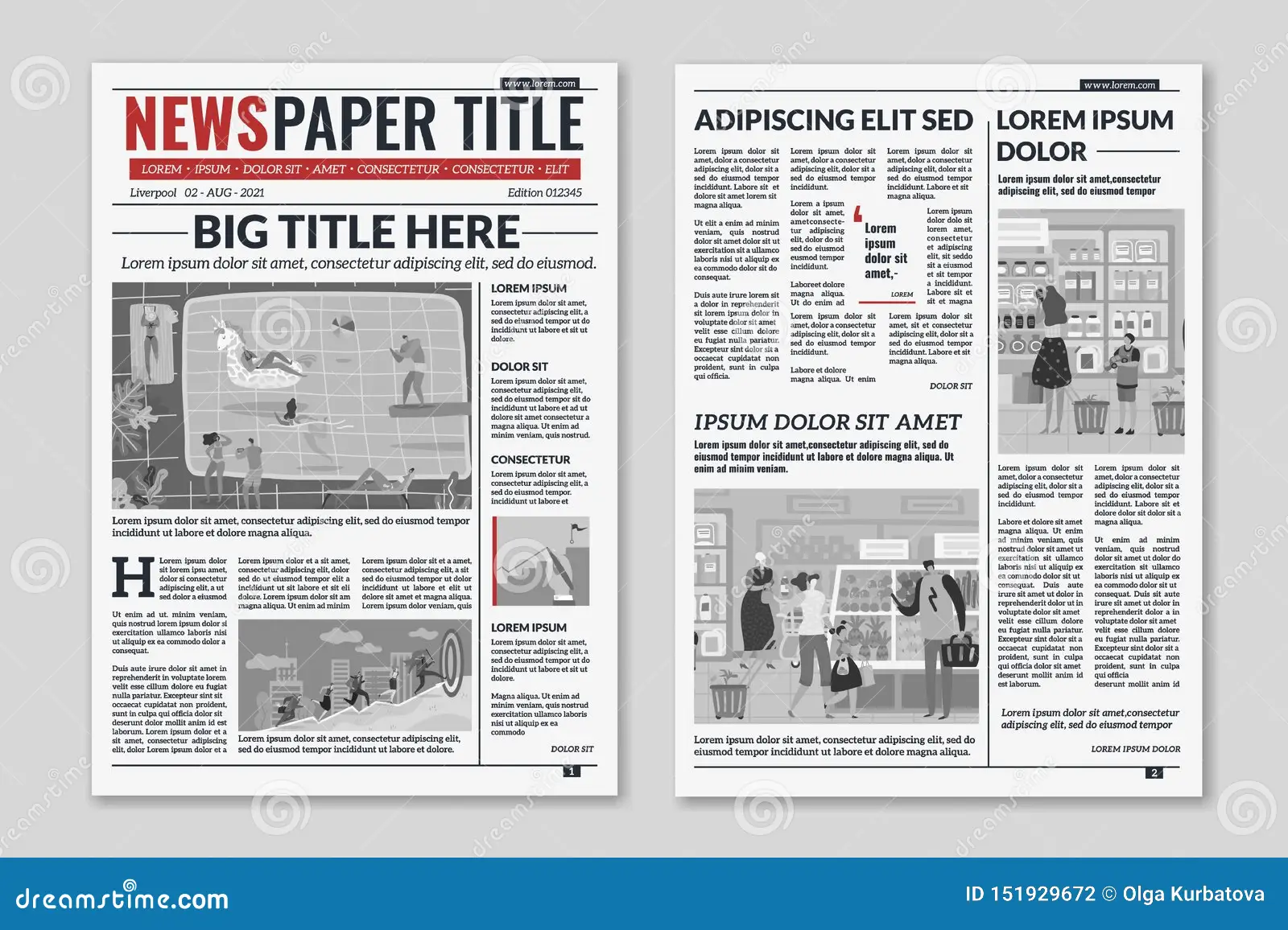 newspaper-layout-news-column-articles-newsprint-magazine-design-brochure-sheets-editorial-journal-vector-template-press-printwith-151929672