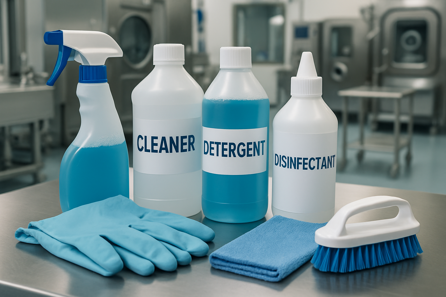 Selection of cleaning agents and tools for cleaning validation in a pharmaceutical lab.