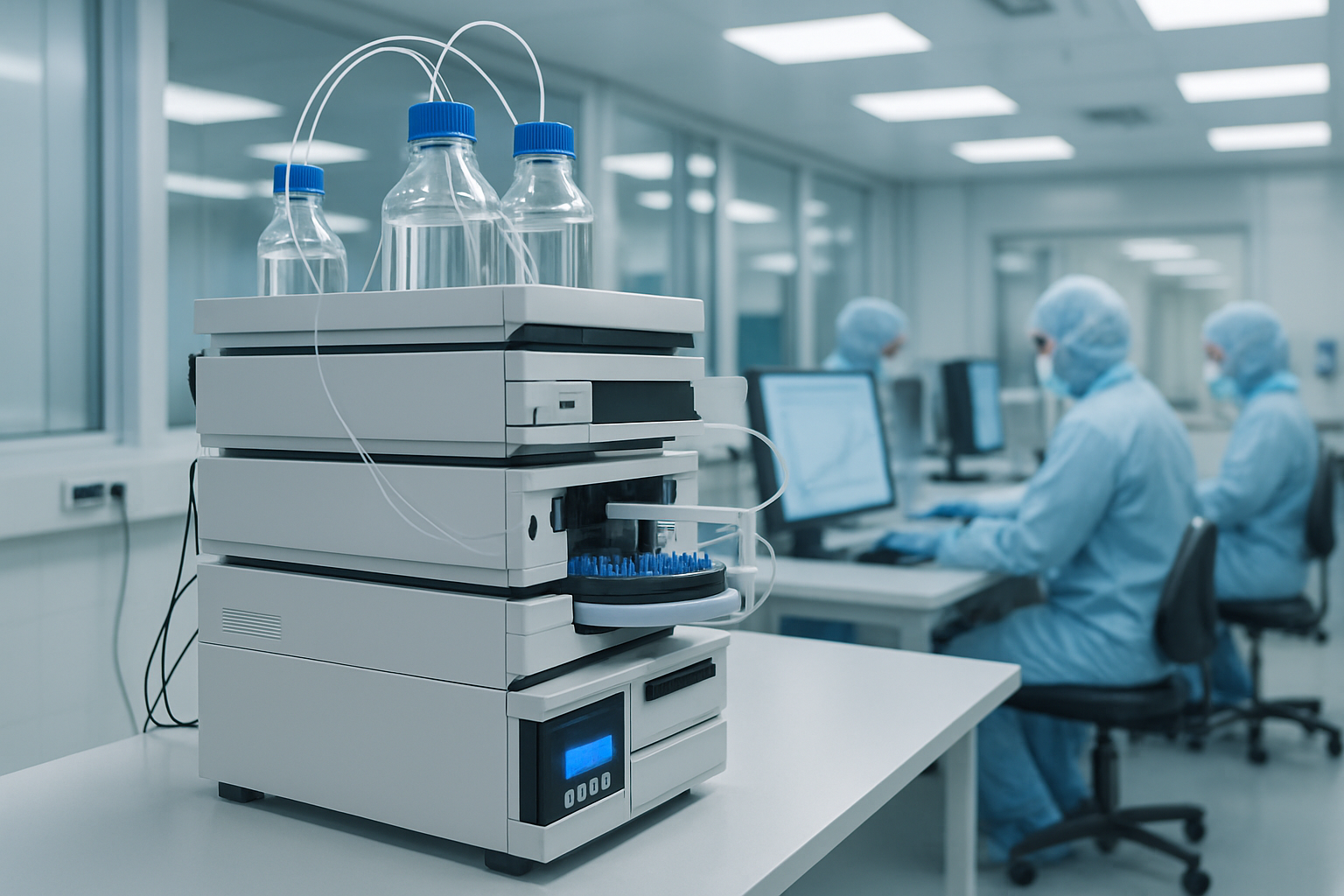 HPLC system in a pharmaceutical laboratory demonstrating electronic data generation.