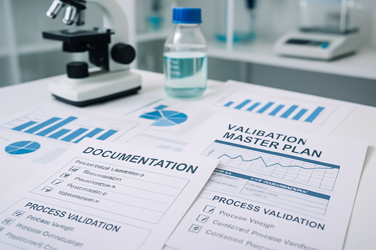 Documentation and validation master plans in a pharmaceutical lab setting.
