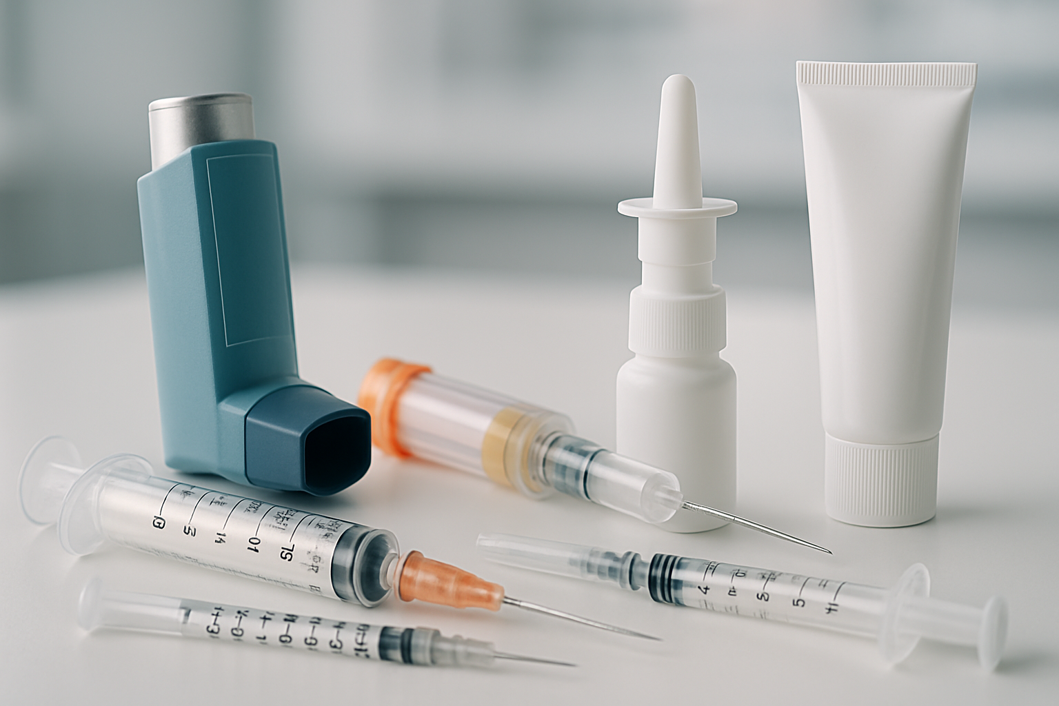 Various drug administration devices used for essential medications.