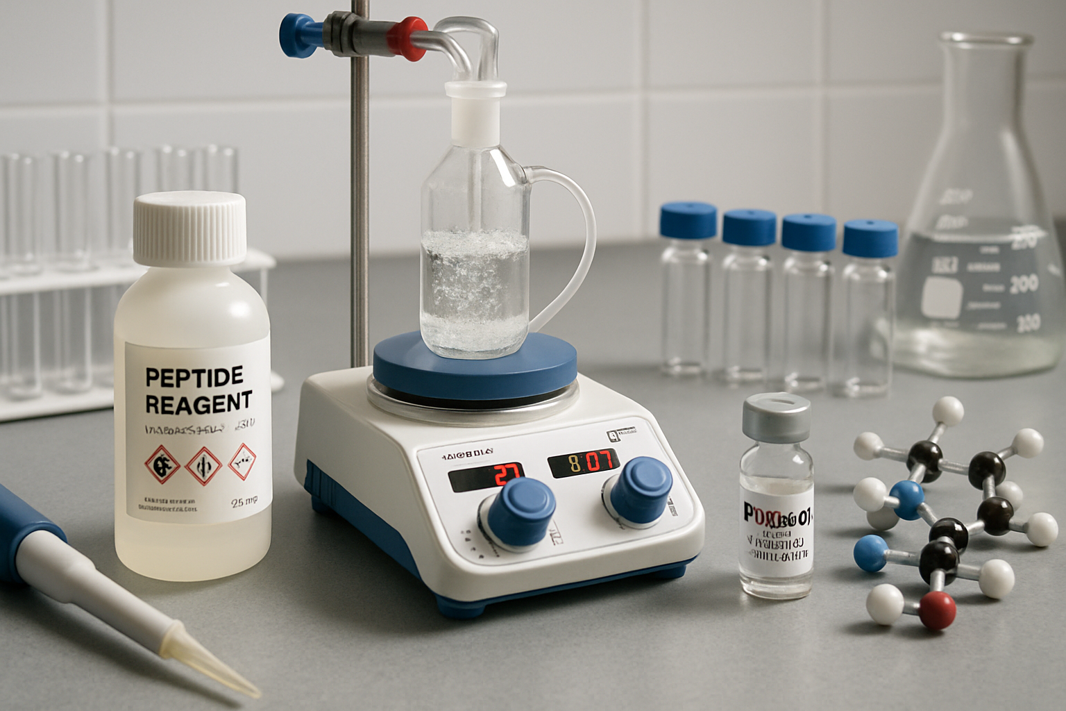 Laboratory equipment used for peptide synthesis and stability testing of FOXO4-DRI.