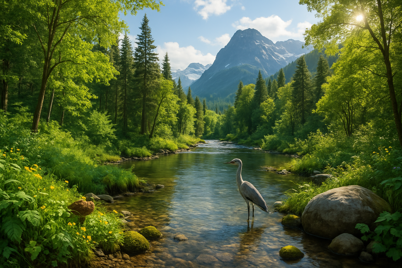A vibrant natural landscape showcasing biodiversity and natural resources.