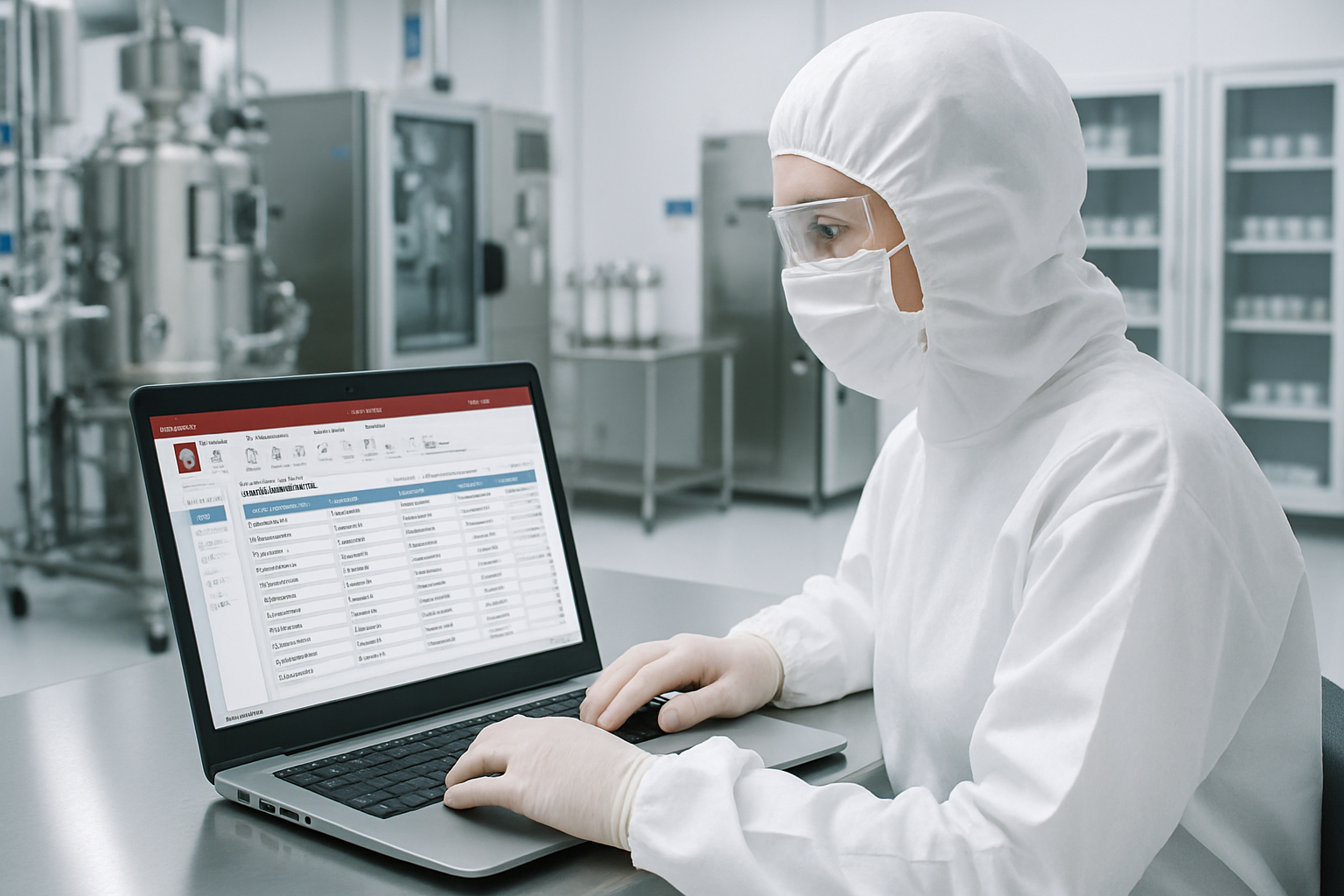 Researcher using MS Access for inventory management in a cleanroom.