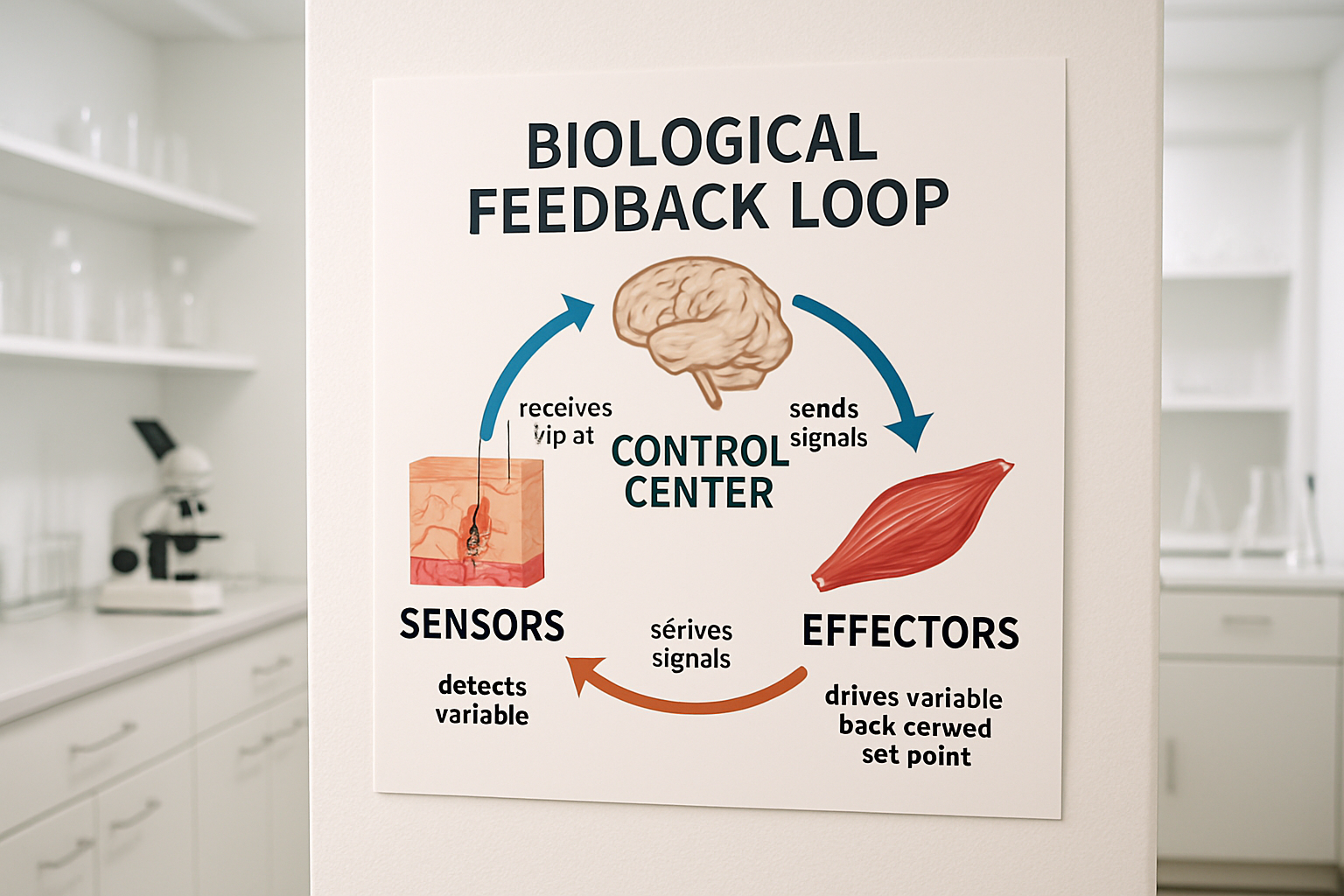 Diagram of biological feedback loop illustrating homeostatic regulation components.