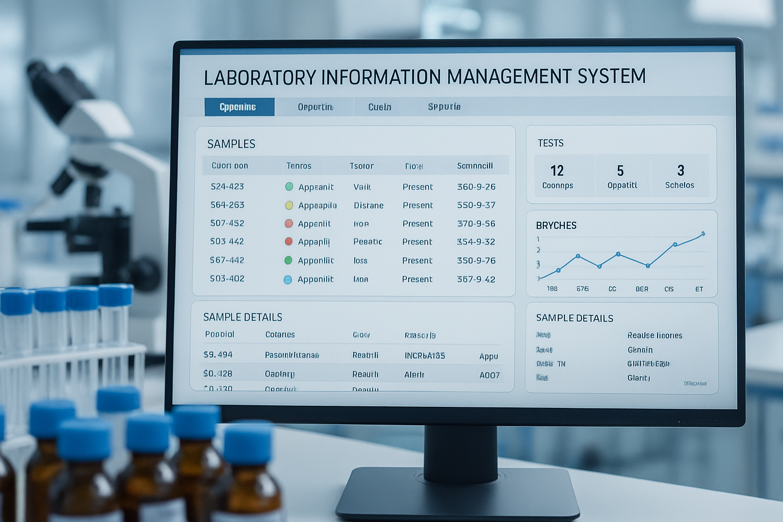 Laboratory information management system (LIMS) interface in a pharmaceutical lab.