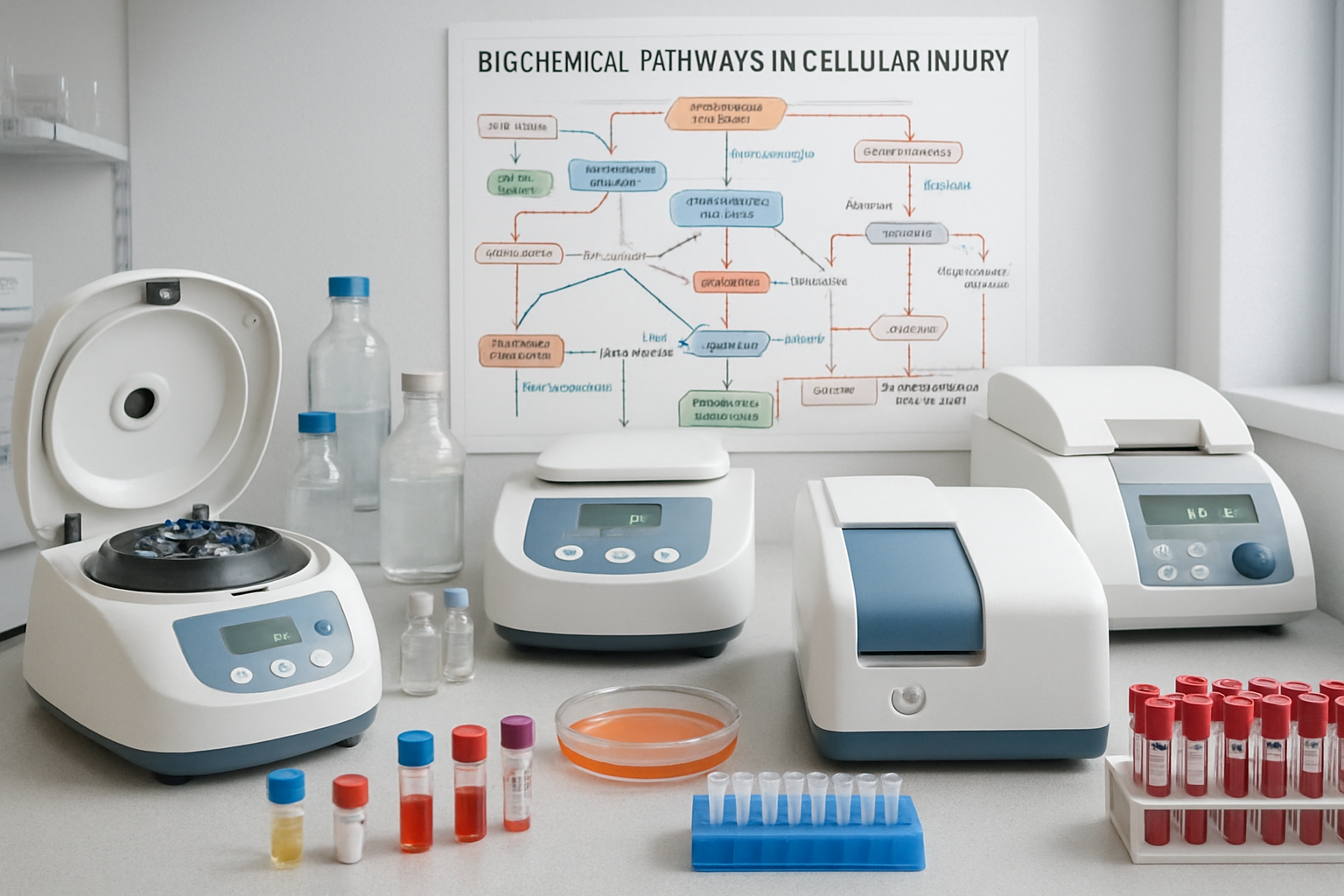Biochemical analysis equipment in a pharmacology lab.